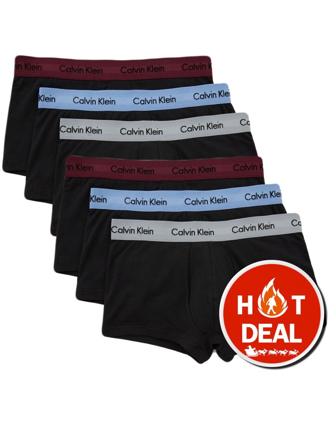 Calvin Klein Ondergoed Super Sale 6Pack Grey Blue Bordeaux Low Rise Trunk UnderwearMan.nl