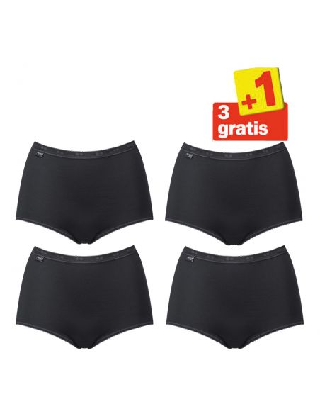 Sloggi Basic Maxi Slip 4 pack zwart 3+1 gratis