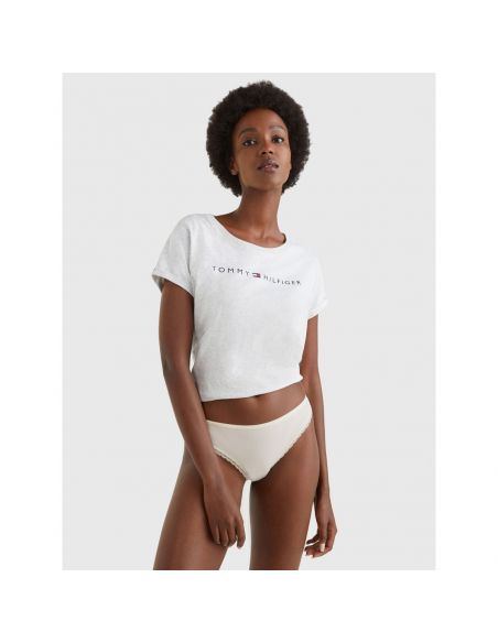 Tommy Hilfiger Women 3P Bikini Lace Microfiber Black Ivory Pale Pink