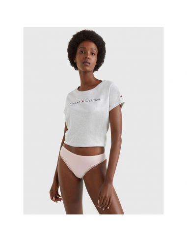 Tommy Hilfiger Women 3P Bikini Lace Microfiber Black Ivory Pale Pink