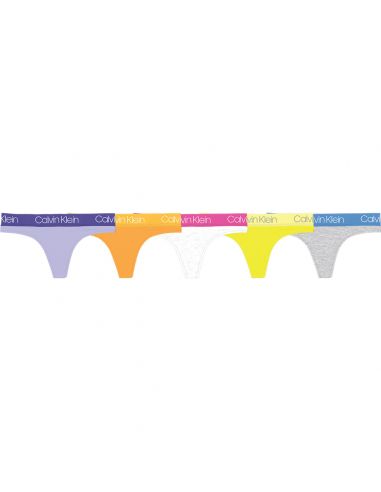 Calvin Klein Ondergoed Women THONG 5PK 1ID PURPLE/ORANGE/HEATHER/CITRINA/GREY
