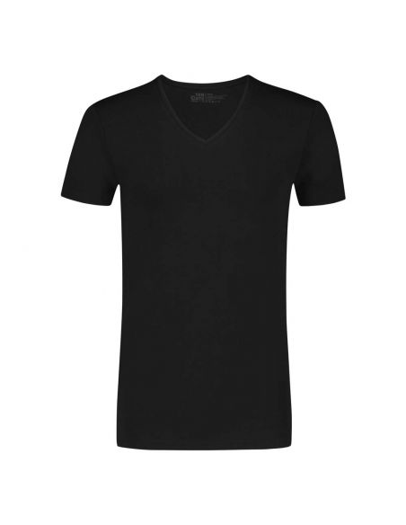 Ten Cate Heren Basics V-neck Shirt Cotton Stretch 2Pack Zwart