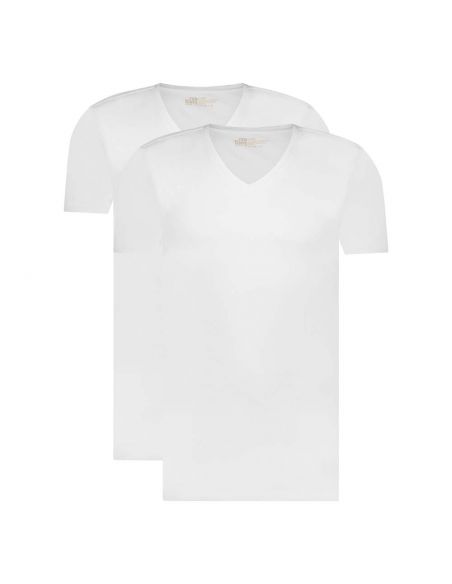 Ten Cate Heren Basics V-neck Shirt Cotton Stretch 2Pack Wit