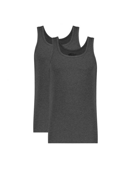 Ten Cate Heren Basics Singlet Cotton Stretch 2Pack Antraciet Melee