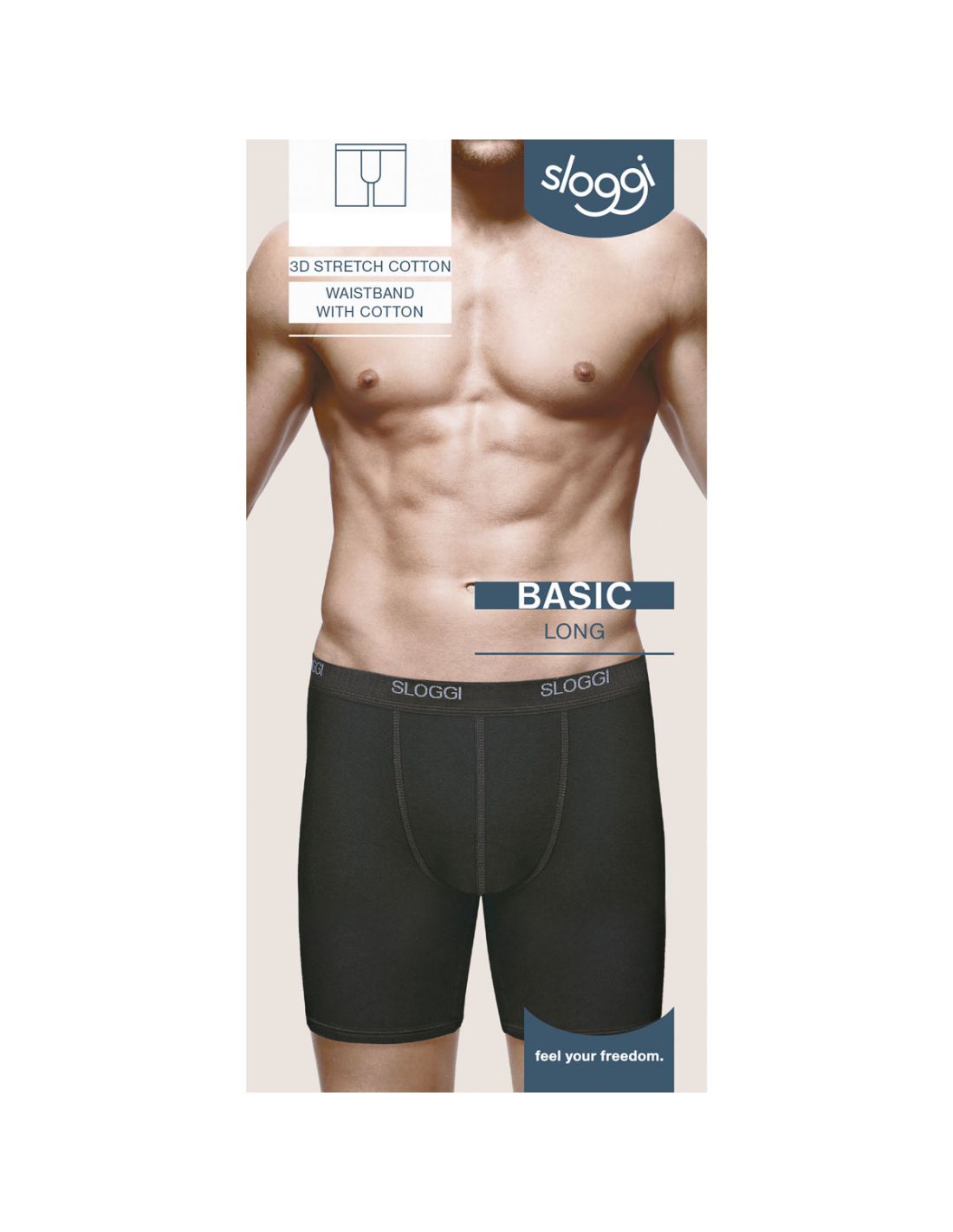 SLOGGI Men's Cotton Rich Boxer Shorts 2-Pack - Basic Midi Brief (Black Or White)