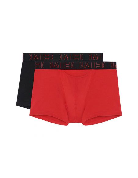 HOM H01 Boxer Briefs 2Pack Boxerlines 2 Zwart Rood D045