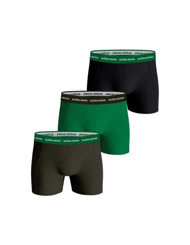 Bjorn Borg Heren Boxershort 3Pack Cotton Stretch Black Green MP001