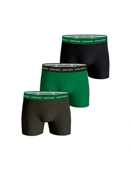 Bjorn Borg Heren Boxershort 3Pack Cotton Stretch Black Green MP001