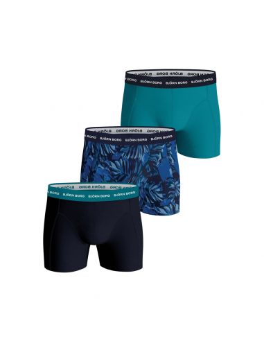 Bjorn Borg Heren Boxershort 3Pack Cotton Stretch Blue Leaves MP004