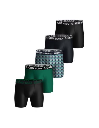 Bjorn Borg Heren Boxershort 5Pack Performance Green Checkers MP001