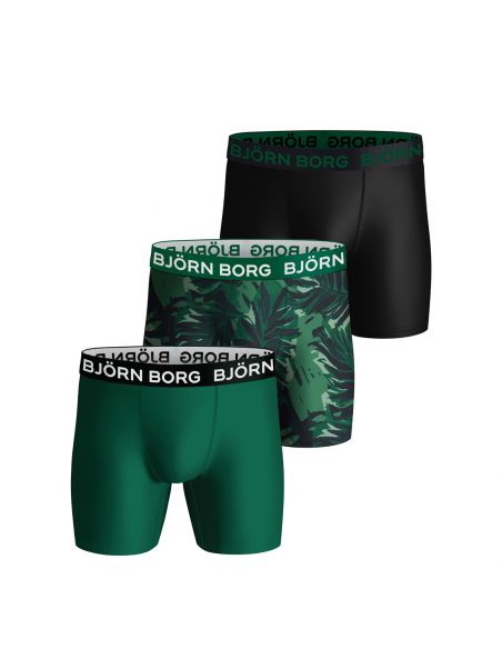 Bjorn Borg Heren Boxershort 3Pack Performance Green Leaves MP004