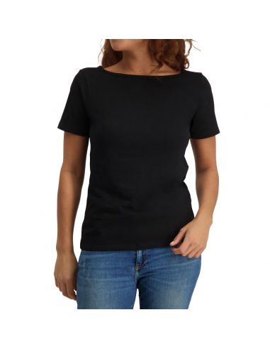 Claesens Dames T-Shirt Boat Neck Loose Fit Zwart