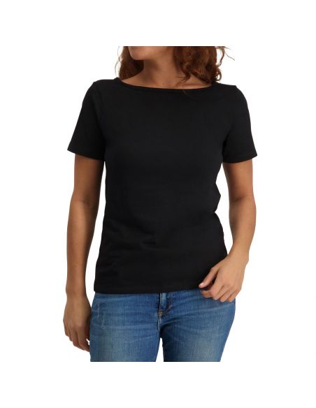 Claesens Dames T-Shirt Boat Neck Loose Fit Zwart