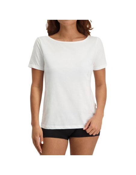 Claesens Dames T-Shirt Boat Neck Loose Fit Wit