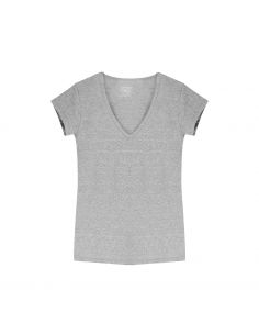 Claesens Dames T-Shirt Grijs Melee V-Hals