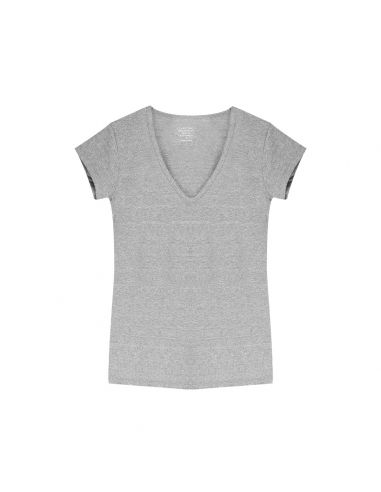 Claesens Dames T-Shirt Grijs Melee V-Hals
