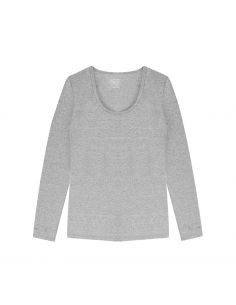 Claesens Dames T-Shirt Grijs Melee ronde hals lange mouw