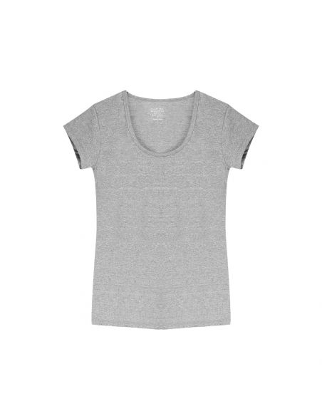 Claesens Dames T-Shirt Grijs Melee Ronde-Hals