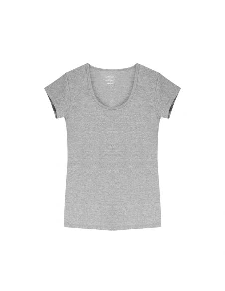 Claesens Dames T-Shirt Grijs Melee Ronde-Hals