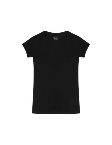 Claesens Dames T-Shirt Zwart V-Hals