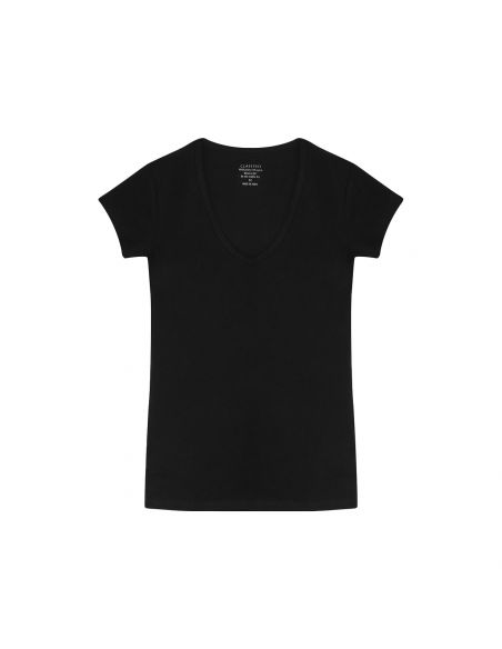 Claesens Dames T-Shirt Zwart V-Hals