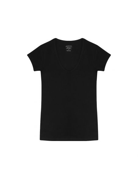 Claesens Dames T-Shirt Zwart V-Hals