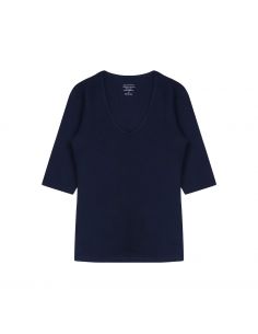 Claesens Dames T-Shirt Navy V-Hals 3/4 Mouw