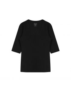 Claesens Dames T-Shirt Zwart v-hals 3/4 mouw