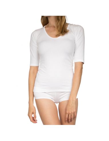Claesens Dames V Shirt Wit V Hals 3 4 Mouw