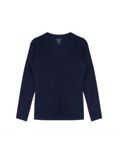 Claesens Dames T-Shirt Navy ronde hals lange mouw