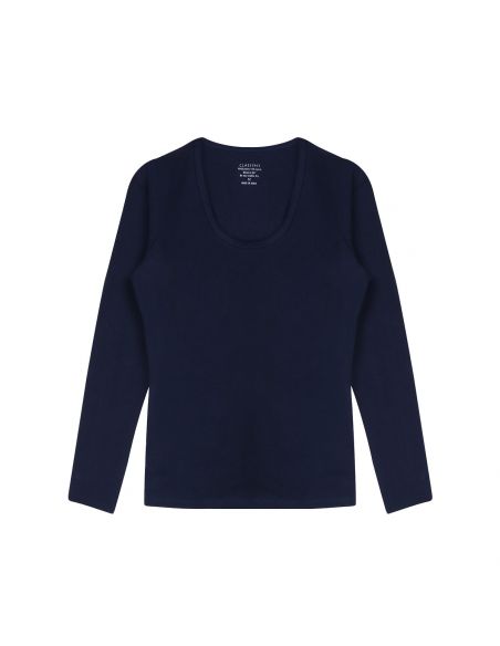 Claesens Dames T-Shirt Navy ronde hals lange mouw