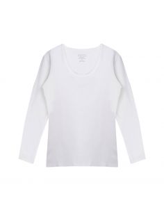 Claesens Dames T-Shirt Wit Ronde Hals Lange Mouw