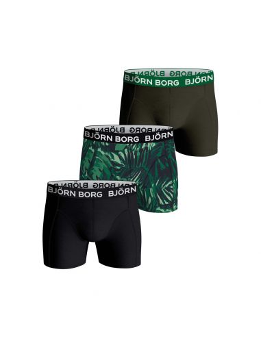 Bjorn Borg Heren Boxershort 3Pack Cotton Stretch Green Leaves MP013