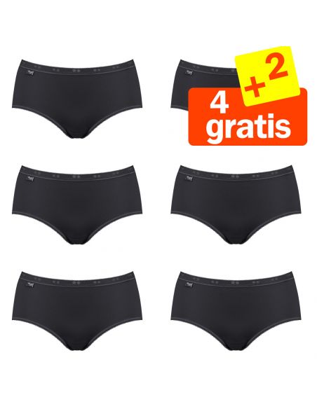 Sloggi Basic Midi Slip Zwart 6Pack 4+2 gratis!