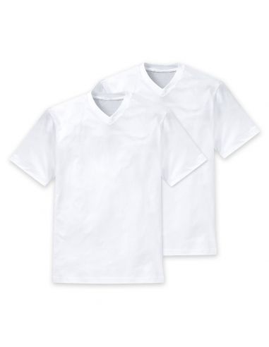 Schiesser Essential American V-Shirt 2Pack White