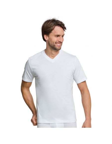 Schiesser Essential American V-Shirt 2Pack White