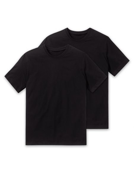 Schiesser Essential American T-Shirt 2Pack Zwart