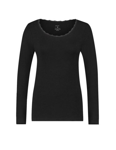 Gino Santi Dames Thermo Shirt lace Lange Mouw Zwart
