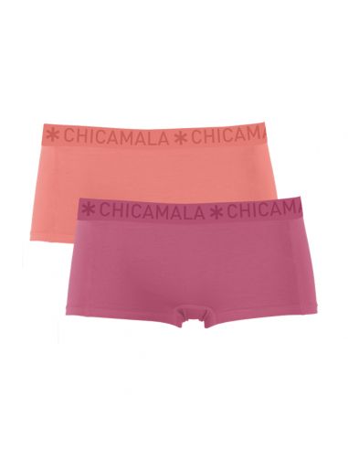MuchachoMalo Dames Short 2Pack Solid Purple Orange 25