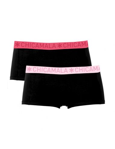 MuchachoMalo Dames Short 2Pack Solid Black Pink 26