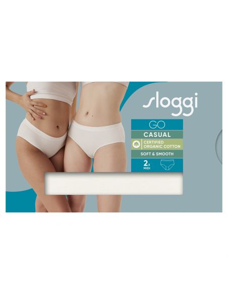 Sloggi Dames GO Casual Midi 2Pack Ivoor