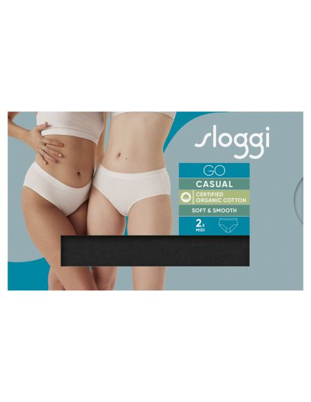 Sloggi Dames GO Casual Midi 2Pack Zwart