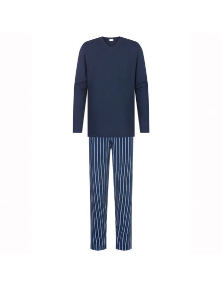 MEY Heren Pyjama Lange mouw Straight Yacht Blue 2240000