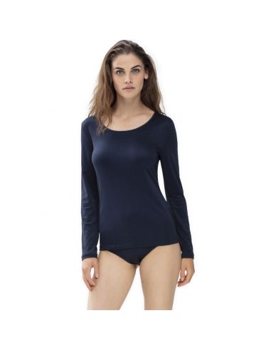 MEY Dames Emotion Longsleeve Shirt Night Blue 56202