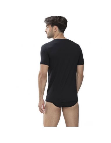 MEY Heren T-Shirt Crew Neck Zwart Dry Cotton 46002