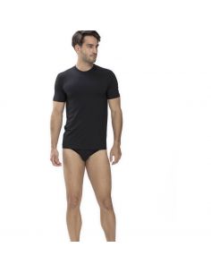 MEY Heren Olympic T-Shirt Crew Neck Zwart Dry Cotton 46003 2