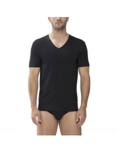 MEY Heren V-Neck Shirt Zwart Dry Cotton 46007 2