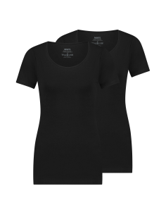 MWTS Dames T-shirt ronde hals zwart 2-Pack