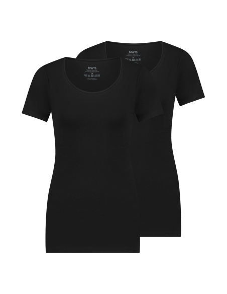 MWTS Dames T-shirt ronde hals zwart 2-Pack