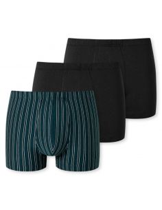 SCHIESSER Short 95/5 Organic 3Pack Green Stripe
